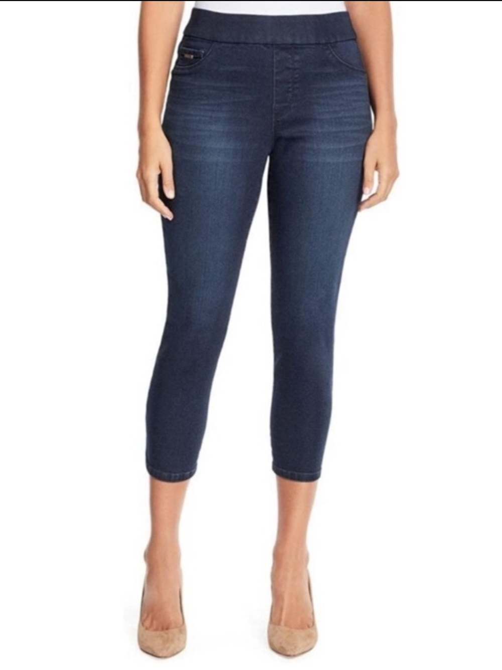 NWT Nine West Heidi Cropped Pull-On Jeans - Dark Blue